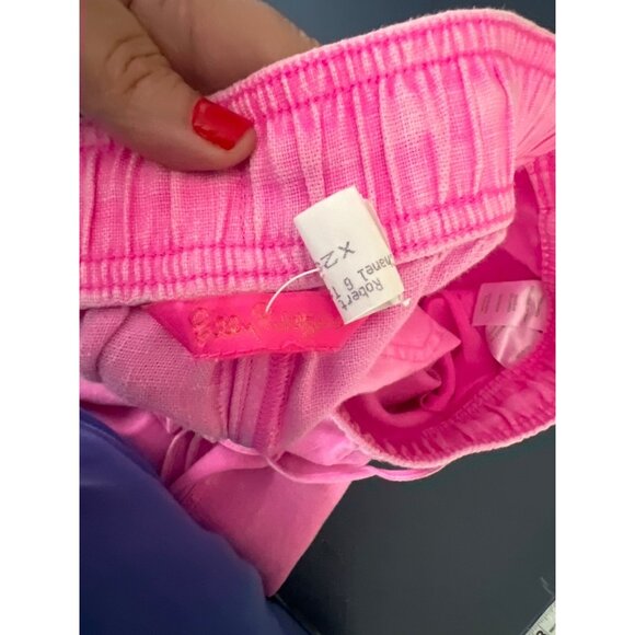 Lilly Pulitzer Linen Pants XS Pink Drawstring Beach Boho Chic Resort - Picture 8 of 11